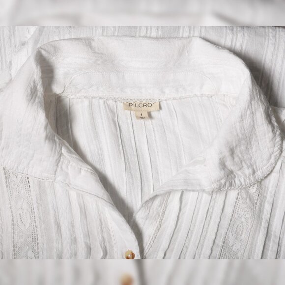Anthropologie Pilcro Collared Pintuck Blouse S 6 Women Casual Shirt Top NW 42540 - Picture 5 of 6